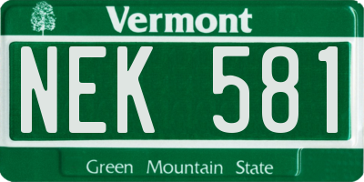 VT license plate NEK581