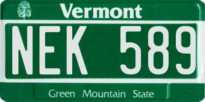 VT license plate NEK589