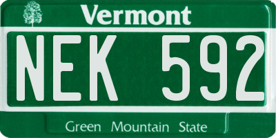 VT license plate NEK592