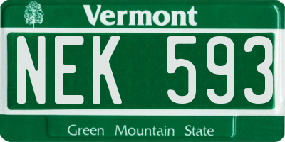 VT license plate NEK593