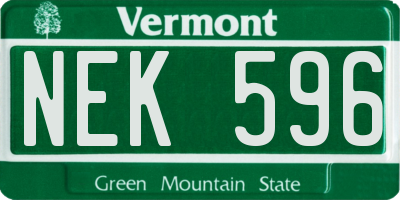 VT license plate NEK596