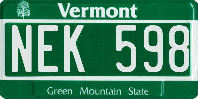 VT license plate NEK598