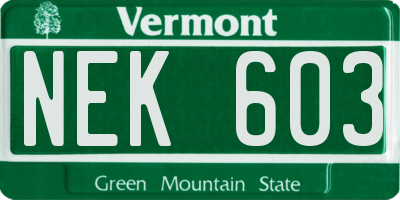VT license plate NEK603