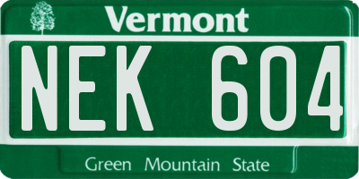 VT license plate NEK604