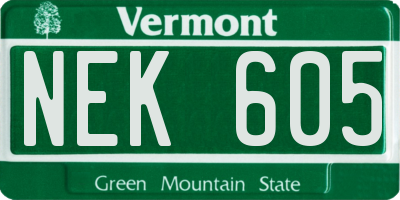 VT license plate NEK605