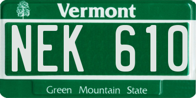 VT license plate NEK610