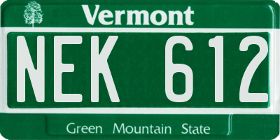 VT license plate NEK612