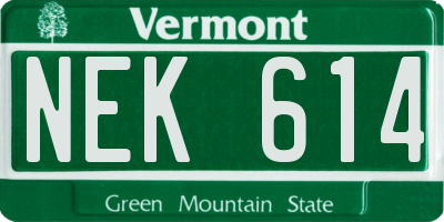VT license plate NEK614