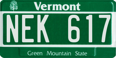 VT license plate NEK617