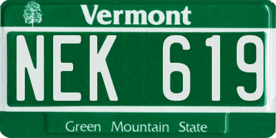 VT license plate NEK619