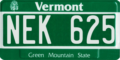 VT license plate NEK625