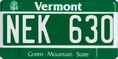 VT license plate NEK630