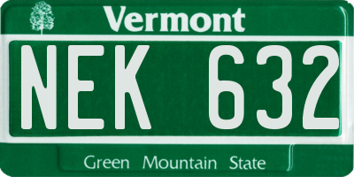 VT license plate NEK632