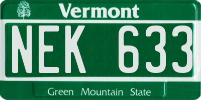 VT license plate NEK633