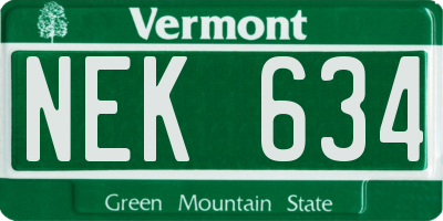 VT license plate NEK634