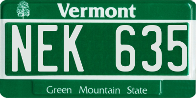 VT license plate NEK635