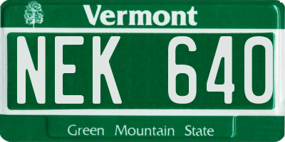 VT license plate NEK640
