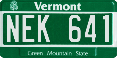 VT license plate NEK641