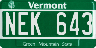 VT license plate NEK643