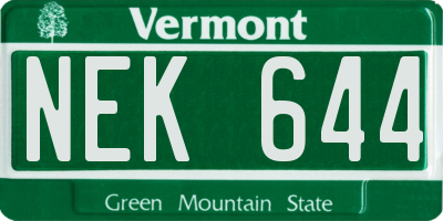 VT license plate NEK644