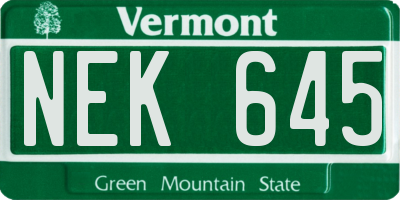 VT license plate NEK645