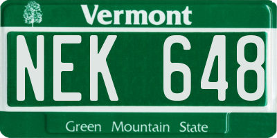 VT license plate NEK648