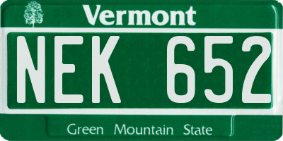 VT license plate NEK652