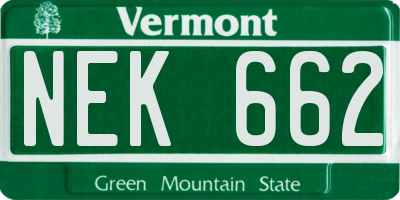 VT license plate NEK662