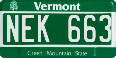 VT license plate NEK663