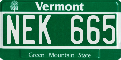 VT license plate NEK665