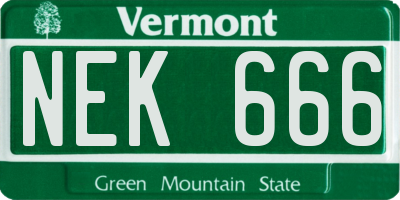 VT license plate NEK666