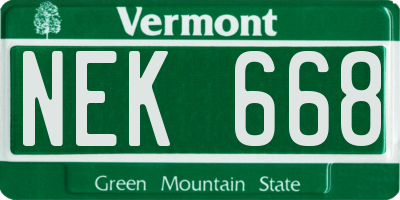 VT license plate NEK668