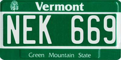 VT license plate NEK669