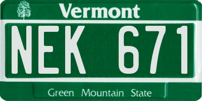 VT license plate NEK671