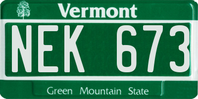 VT license plate NEK673