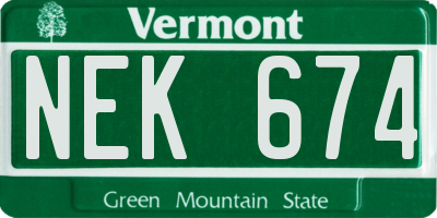 VT license plate NEK674