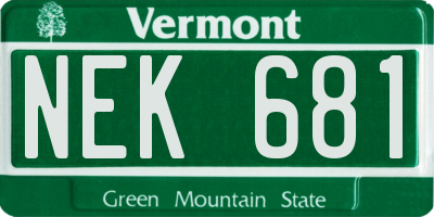 VT license plate NEK681