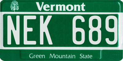 VT license plate NEK689