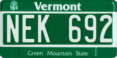 VT license plate NEK692