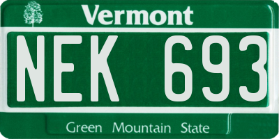 VT license plate NEK693