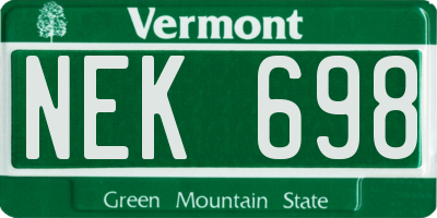 VT license plate NEK698