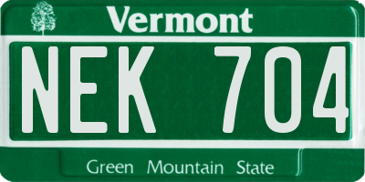 VT license plate NEK704