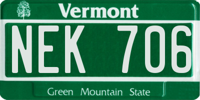 VT license plate NEK706