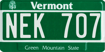 VT license plate NEK707