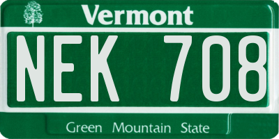 VT license plate NEK708