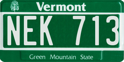 VT license plate NEK713