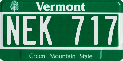 VT license plate NEK717