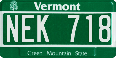 VT license plate NEK718