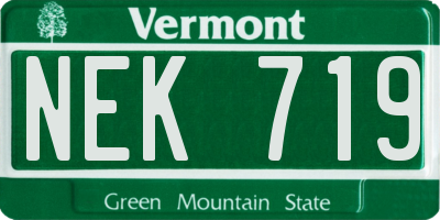 VT license plate NEK719