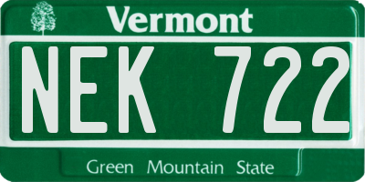 VT license plate NEK722